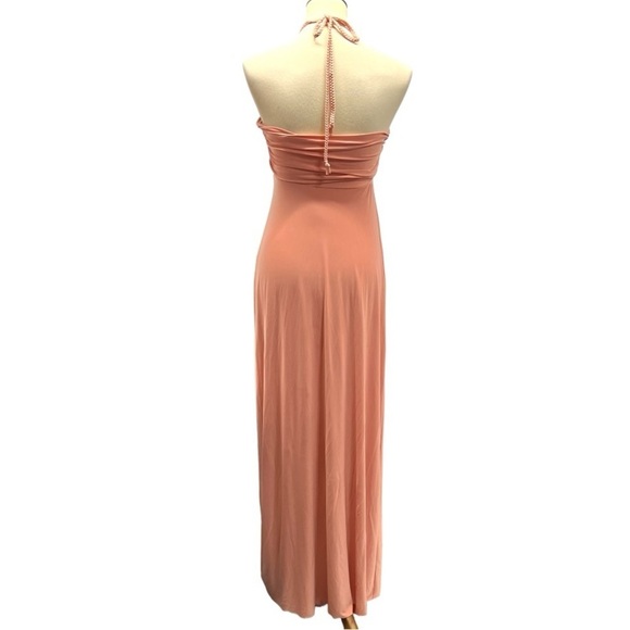 Misa Los Angeles Anya Peach Deep V Neck Ruched Halter Maxi Dress Women’s XS - Picture 10 of 16